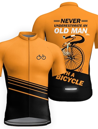  Voor heren Wielrenshirt Grafisch Letter en nummer Korte mouw Fietsen Shirt Kleding Bovenlichaam met 3 achterzakken Bergracen Wegwielrennen Sneldrogend Reflecterende strips Achterzak Vochtregelerend