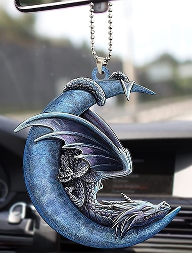  Starfire recién llegado luna azul con amante del dragón adorno colgante para coche decoración de vacaciones decoración del hogar adorno colgante