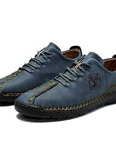  ανδρικά πράσινα παπούτσια από ψεύτικο δέρμα με κορδόνια – χειροποίητες ραφές, άνετη εφαρμογή και στυλ vintage για καθημερινή χρήση