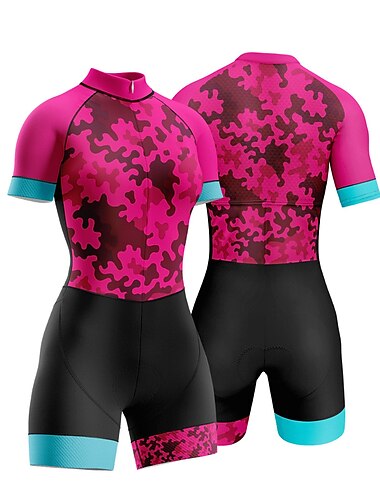  Mujer Traje de triatlón Manga Corta triatlón Plata Gris oscuro Verde selva Graphic Bicicleta Licra Deportes Graphic Ropa