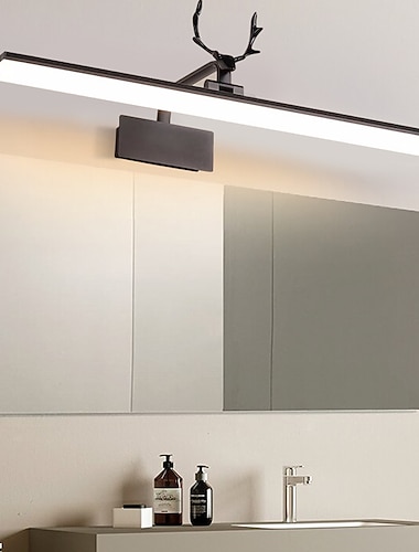  servantbelysning enkel 7,5" ip20 speil frontlys jern akryl svart husholdningsmote uttrekkbart bad anti-dugg toalettbord led speil skap lampe badelys