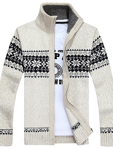  Herren Pullover Strickjacke Zip Pullover Reißverschluss Gerippt Stricken Bedruckt Strick Farbblock Stehkragen Stilvoll Warm-Ups Arbeit Ausgehen Bekleidung Winter Grün Dunkelblau M L XL