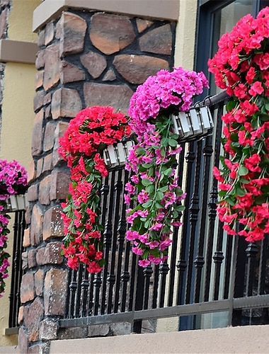  Vivid artificial colgante manojo de orquídeas simulación flor vid violeta flor colgante vid orquídea colgante de pared cesta colgante flor balcón decoración del hogar pared de flores para la boda decoración del jardín