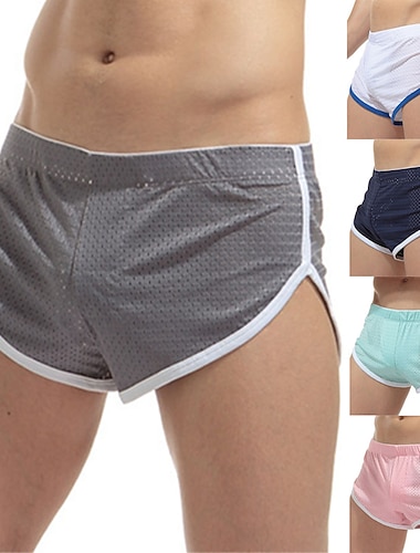  Herr Badkläder Badshorts Simkort Mesh shorts Slät Komfort Andningsfunktion Löpning Simbassäng Sport Svart Vit