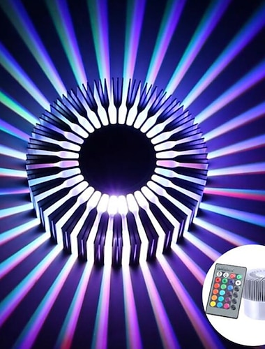  lightinthebox lámpara decorativa de pared con forma de flor de sol, lámpara de pared con forma de flor de sol, control remoto de aluminio, resistencia al calor y la humedad, pared de aluminio led rgb