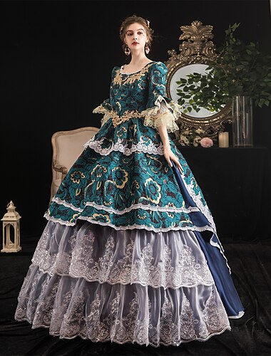  Gothique Victorienne Inspiré vintage Robe Costume de fête Robe de Bal Princesse Shakespeare Couleur Unie Robe de bal Déguisement Femmes Halloween Carnaval Saint-Valentin Soirée Mascarade Carnaval de