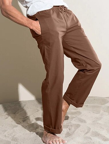  Férfi Vászon nadrág Nadrág Nyári nadrág Zseb Sima Mokaszinok Légáteresztő Szabadtéri Napi Alkalmi Divat Alkalmi Fekete Fehér