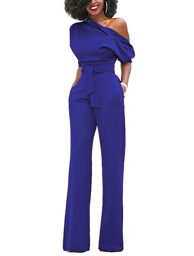  Damen-Overall für besondere Anlässe, Weihnachten, Tasche, hohe Taille, einfarbig, kalte Schulter, Business, Büro, Arbeit, Party, Weihnachten, normale Passform, halbe Ärmel, Schwarz, Weiß, Gelb, S, M,