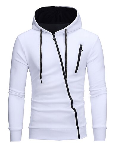  Voor heren Hoodies met rits Zwart Wit Grijs Capuchon Effen Sport & Outdoor Dagelijks Sport Heet stempelen Sportkleding Basic Casual Lente zomer Kleding Hoodies Sweatshirts Lange mouw