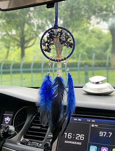  vie de l'arbre attrape-rêves noir fait à la main cadeau plume crochet fleur vent carillon ornement voiture suspendu décor, 7x48cm/2.7''x18.9''