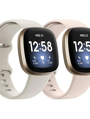  2er Pack Smartwatch-Band Kompatibel mit Fitbit Versa 3 Sense Weiches Silikon Smartwatch Gurt Verstellbar Solo-Loop Frauen Männer Sportarmband Ersatz Armband