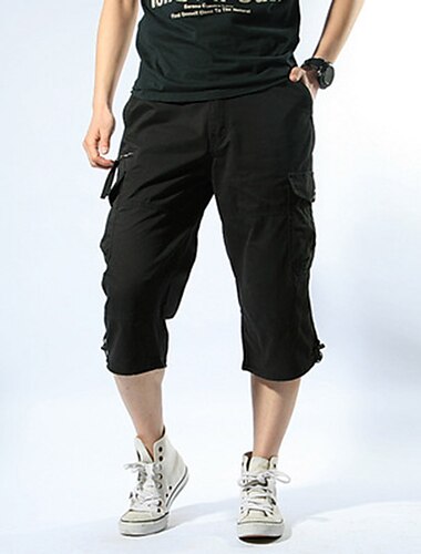  Férfi Capri Cargo rövidnadrág Rövidnadrágok Capri nadrágok Camo Shorts Zseb Sima Álcázás Mokaszinok Légáteresztő Szabadtéri Napi Alkalmi Divat Alkalmi Fekete álcázás Fekete