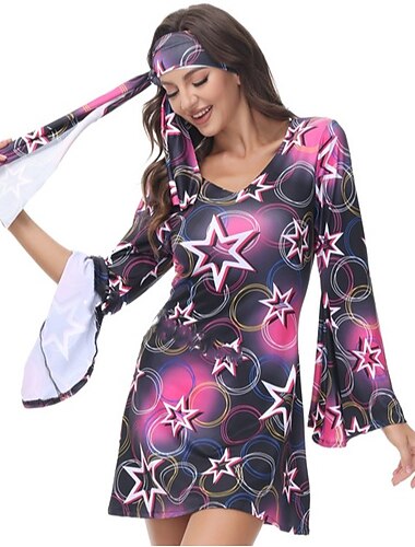  Retro vintage Jaren '70 Schijf Kort / Mini Jurken Hoofddeksels hoofdbanden Hippie Dames Maskerade Casual / Dagelijks Vrijgezellenfeest Prideparade Volwassenen Kleding Hoofddeksels