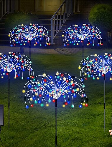  Solar Garden Lights Outdoor Firework Lights 5 pack 120 led Solar Lights dekoracyjne kołki z pilotem 8 trybów diy oświetlenie krajobrazu wodoodporne lampy na chodnik ścieżka trawnik przydomowy