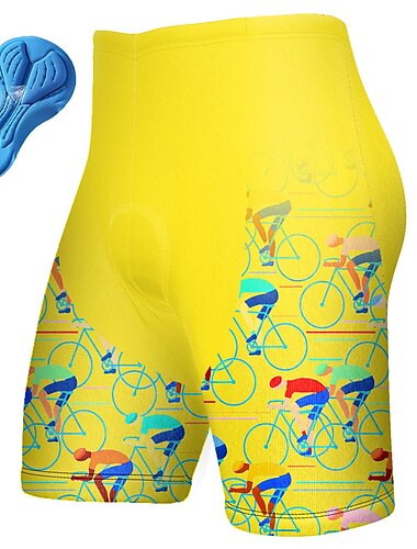  男性用 サイクリングショーツ バイク パッド入りショーツ ボトムズ マウンテンサイクリング ロードバイク スポーツ グラフィック 3Dパッド 高通気性 速乾性 吸汗性 ブラック イエロー ポリエステル スパンデックス 衣類 サイクルウェア