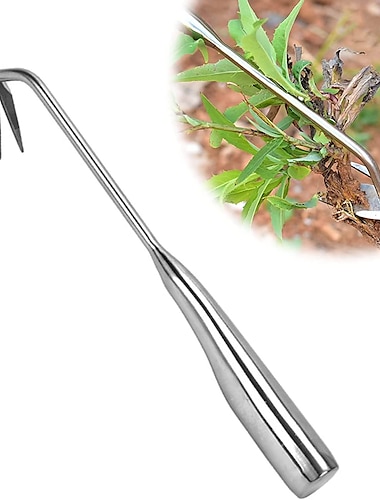  roestvrijstalen multifunctionele wieder, handwiedergereedschap opstaande onkruidtrekker met lange steel, v-vormige lichte handwieder voor gazon, tuin, boerderij, onkruidverwijdering