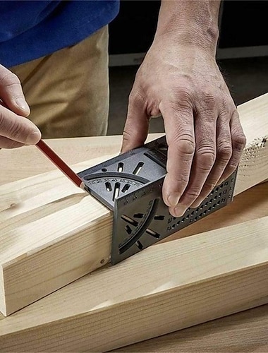  1 pc houtbewerking liniaal, 3D verstekhoek meetinstrument, vierkante maat meetinstrument
