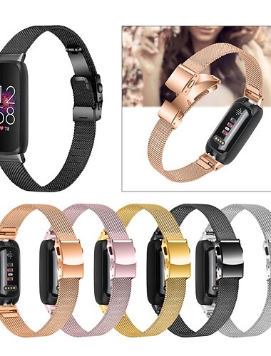  Correa de Smartwatch Compatible con Fitbit Inspire 3 Inspire 2 / Inspire HR / Inspire Acero Inoxidable Reloj inteligente Correa Ajustable Malla Mujeres Hombres Correa Milanesa Reemplazo Pulsera