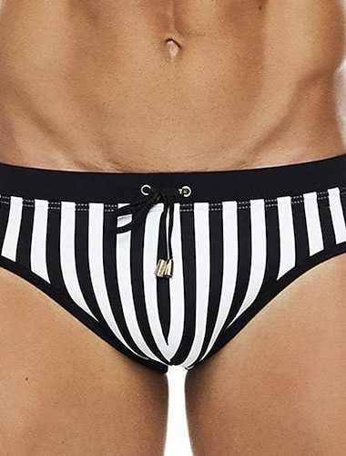  Homens Roupa de Banho Shorts de Natação Calção Resumo de natação Imprimir Listra Conforto Respirável Ao ar livre Diário Para Noite Esportes Havaiana Preto