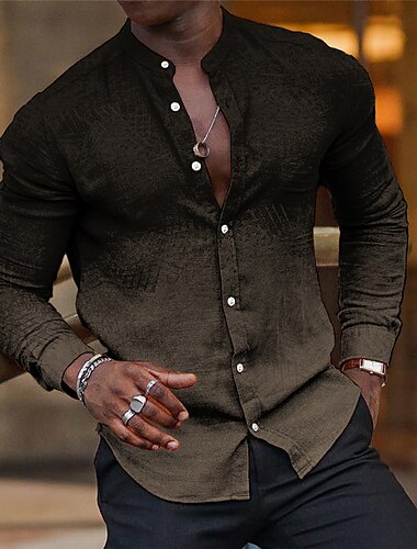  رجالي قميص قميص رسمي التدرج فضفاض مناسب للبس اليومي أزرق فوشيا أخضر كاكي كم طويل مرتفعة الصيف الربيع ملابس طباعة