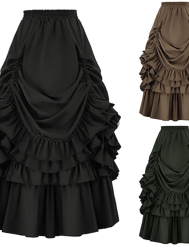  Rétro Vintage Punk & Gothique Médiéval Jupe Fille gothique Volanté Femmes Fantaisie Steampunk Mascarade Décontracté Quotidien Adulte Jupes