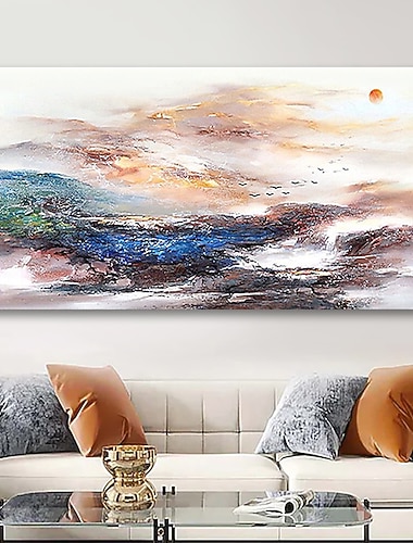  Hang-Ölgemälde Handgemalte Horizontal Abstrakt Landschaft Klassisch Modern Fügen Innenrahmen / Gestreckte Leinwand