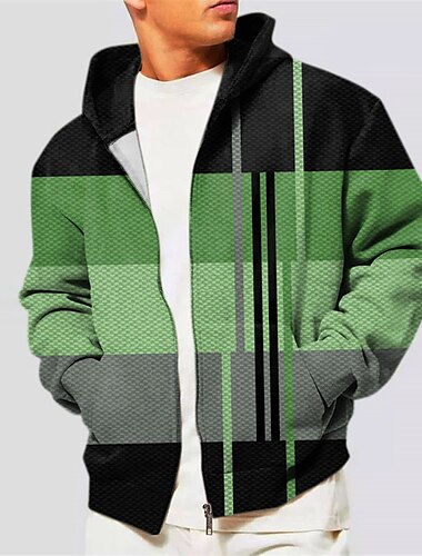  Herren Farbblock Grafik-Drucke Hoodie Sweatshirt Kapuze Hoodies Pullover Kapuzenshirt mit durchgehendem Reißverschluss Langarm Sweatshirt mit Kapuze Mit Kapuze Strassenmode 3D-Druck Sport & Natur