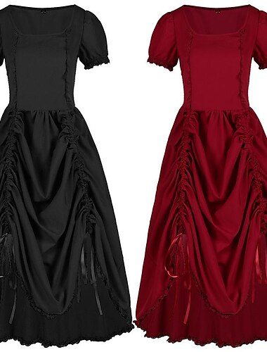  Retro Vintage Punk & Gothic Mittelalterlich Kleid Gothic Mädchen Damen Fantasie Steampunk Alltagstauglich Erwachsene Kleid