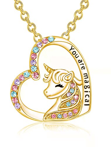  Einhorn-Halskette, niedliches buntes Diamant-Accessoires-Halskettengeschenk