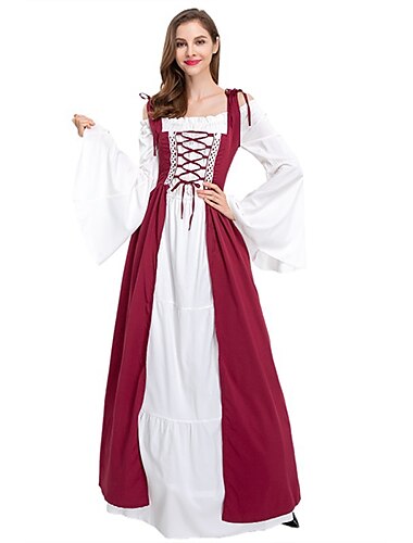  Retro Vintage Mittelalterlich Renaissance Kleid Überkleid Ren Faire Dame Wikinger Elfen Damen Keltisch Fantasie Urlaub Maskerade Alltagstauglich Erwachsene Kleid