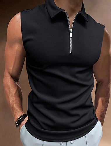  Férfi POLO trikó Golfing Hétköznapi Szabadság Hajtóka Negyed irányítószám Ujjatlan Divat Alap Sima Negyed irányítószám Nyár Normál Fekete Fehér Rubin Sötét tengerészkék Medence Égszínkék POLO trikó