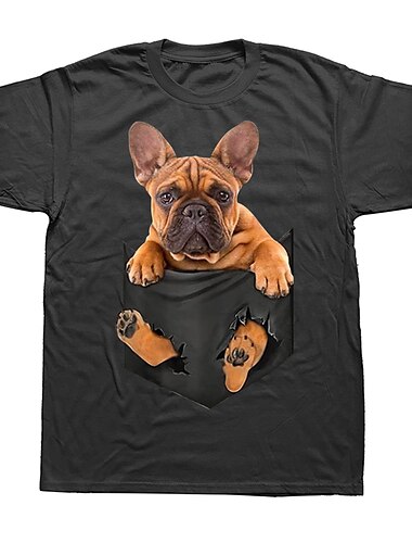  Dier Franse bulldog T-Shirt Afdrukken Street Style Voor Voor Stel Voor heren Dames Volwassenen Heet stempelen Casual / Dagelijks
