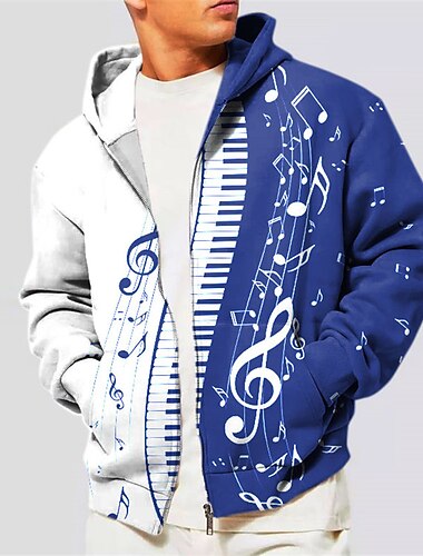  Musikfestival Herren Farbblock Grafikdrucke Kapuzensweatshirt Kapuzenshirts Pullover Vollreißverschluss-Kapuzensweatshirt Langarm Sweatshirt mit Kapuze Mit Kapuze Streetwear 3D-Druck Sport & Outdoor