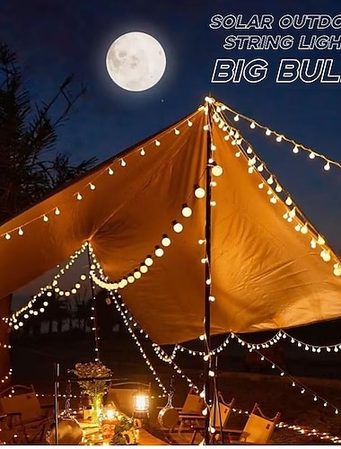  lámpara de camping al aire libre cadena bombillas grandes 5m-20leds 6.5m-30leds impermeable anti-aplastado bombillas de luz led al aire libre patio trasero jardín porche carpa decorativa luz lámpara de terraza