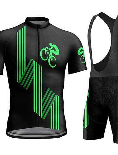  21Grams Herren Radtrikot mit Radhose kurz Trägern fahrradbekleidung Kurzarm MTB Mountain Rennrad Gelb Rote Blau Graphic Fahhrad Sportkleidung 3D-Pad Atmungsaktiv Feuchtigkeitsableitung