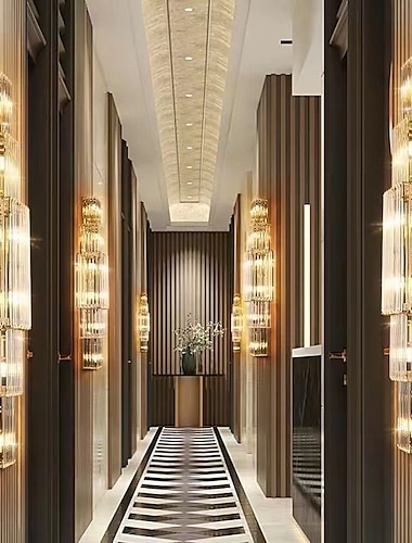  светодиодный свет роскошный хрустальный настенный светильник проект отеля оплата КТВ украшение коридора вилла дуплекс модель здания комната гостиная лампы