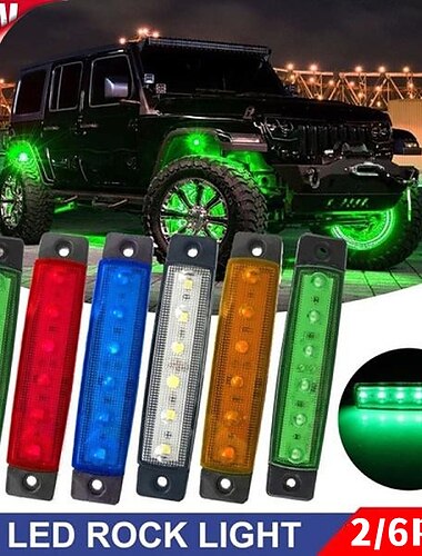  otolampara 2/6 قطعة 12 فولت الأخضر جراب LED أضواء مقاوم للماء تحت الوهج LED أضواء الأحمر تحت الوهج أضواء سيارة الديكور أضواء العنبر LED تحذير ضوء 5 ألوان انتقائية