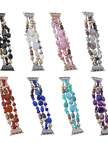  Pulsera de joyería Compatible con Apple Watch Correa 38mm 40mm 41mm 42mm 44mm 45mm 49mm Mujer Con Cuentas Dos tonos Cuentas correa de repuesto para iwatch Series Ultra 8 7 6 5 4 3 2 1 SE
