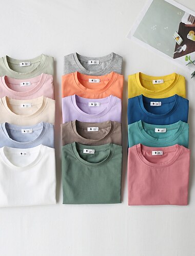 kinderkleidung Jungen T-Shirt Tee Feste Farbe Kurzarm Baumwolle Kinder oben Casual bezaubernd Täglich Sommer Hellblau 3-10 Jahre   kinderkleidung Jungen T-Shirt Tee Feste Farbe Kurzarm Baumwolle Kinder oben Casual bezaubernd Täglich Sommer Hellblau 3-10 Jahre