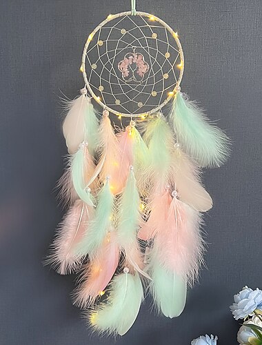  Colorido árbol de la vida atrapasueños regalo hecho a mano pluma gancho flor carillón de viento con adorno de gemas decoración para colgar en la pared, 72x1 6 cm/28,3 ''x 6,3''