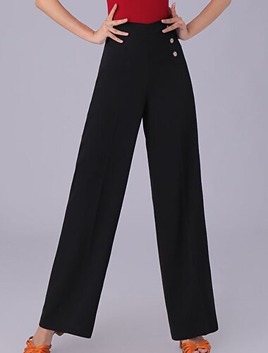  ריקוד לטיני ריקודים סלוניים מכנסיים צבע טהור שחבור בגדי ריקוד נשים הצגה הדרכה גבוה ספנדקס