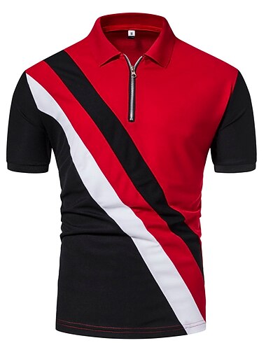  Bărbați polo tricotat Casual Concediu Rever Buton Manșon scurt Modă Modern Bloc Culoare Fermoar Vară Negru Alb Vișiniu polo tricotat