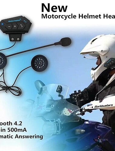  мотоцикл bluetooth 5.0 шлем интерком беспроводной громкая связь комплект телефонных звонков стерео антипомех домофон музыкальный плеер