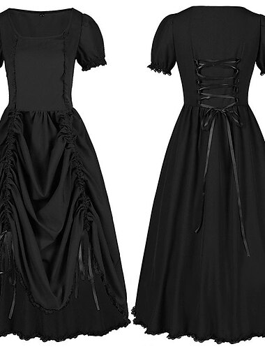  Retro Vintage Punk & Gothic Mittelalterlich Kleid Gothic Mädchen Damen Fantasie Steampunk Alltagstauglich Erwachsene Kleid