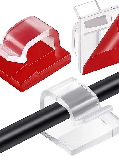  50 Uds. Clips de cable adhesivos clips de alambre de pared mejorados para la gestión de cables clips de cable fuertes soportes de alambre para la pared debajo del escritorio