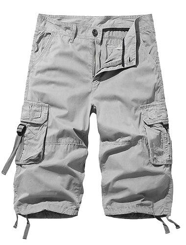  Herren Cargohose Cargohosen Chinesisch Chino Patchwork Multi Pocket Einfarbig Windundurchlässig Atmungsaktiv Kurz Casual Täglich Baumwolle Basic Kurze Hosen Schwarz Gelb Unelastisch