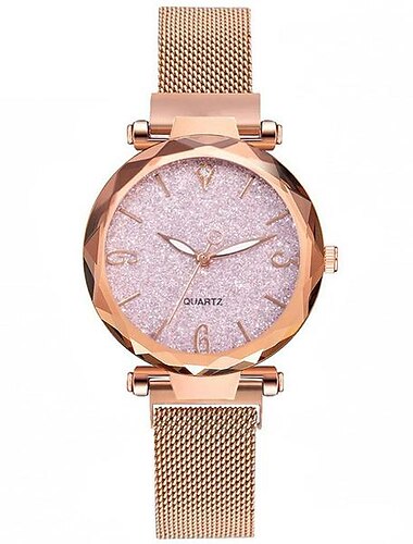  rose gold damenuhr luxus magnetische sternenhimmel dame armbanduhr mesh weibliche uhr