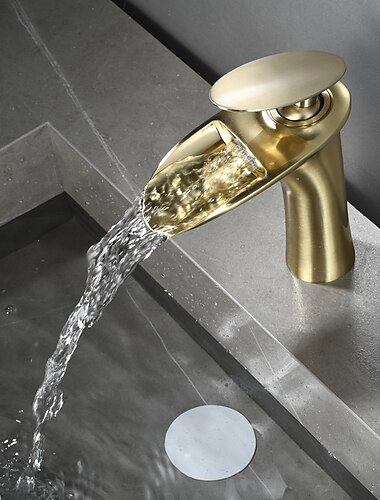  Wasserfall-Waschbecken-Mischbatterie, Mono-Waschbecken Einhand-Waschtischarmaturen mit heißem und kaltem Schlauch Monoblock-Gefäß Wasserhahn aus Messing an Deck montiert