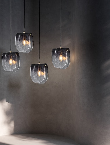  led pendelleuchten küchenglas beleuchtung modern bauernhaus foyer eingangsbereich leuchten decke hängend globus über tisch rauchgrau neutralweiß