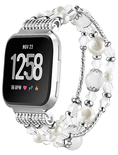  Smartwatch bånd Kompatibel med Fitbit Versa 2 / Versa Lite / Versa SE / Versa Legering Perler Smartwatch Rem Bling diamant Perler Kvinder Mænd Smykke armbånd Udskiftning Armbånd